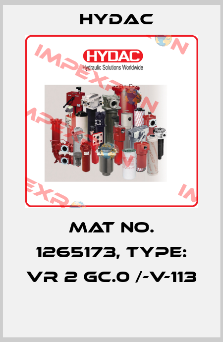 Mat No. 1265173, Type: VR 2 GC.0 /-V-113  Hydac