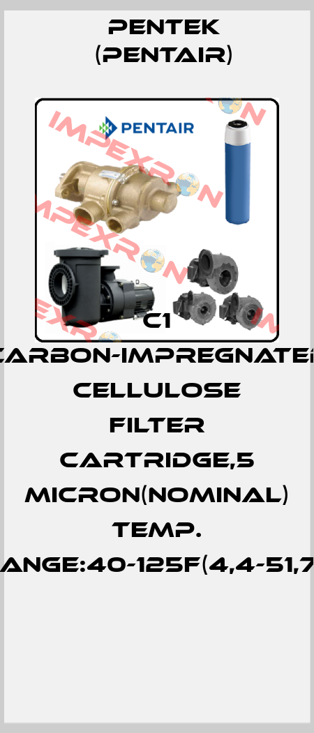 C1 CARBON-IMPREGNATED CELLULOSE FILTER CARTRIDGE,5 MICRON(NOMINAL) TEMP. RANGE:40-125F(4,4-51,7C  Pentek (Pentair)