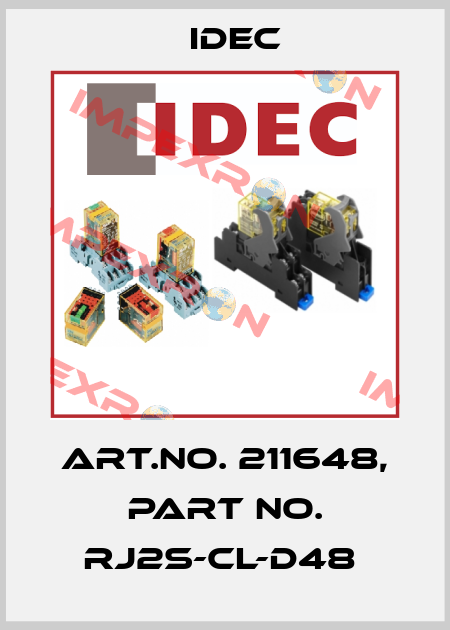 Art.No. 211648, Part No. RJ2S-CL-D48  Idec