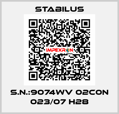 S.N.:9074WV 02C0N 023/07 H28 Stabilus