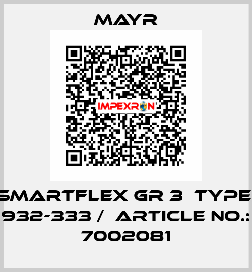Smartflex GR 3  Type: 932-333 /  Article No.: 7002081 Mayr