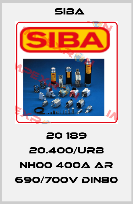 20 189 20.400/URB NH00 400A aR 690/700V DIN80 Siba