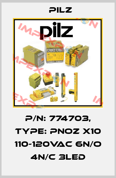p/n: 774703, Type: PNOZ X10 110-120VAC 6n/o 4n/c 3LED Pilz