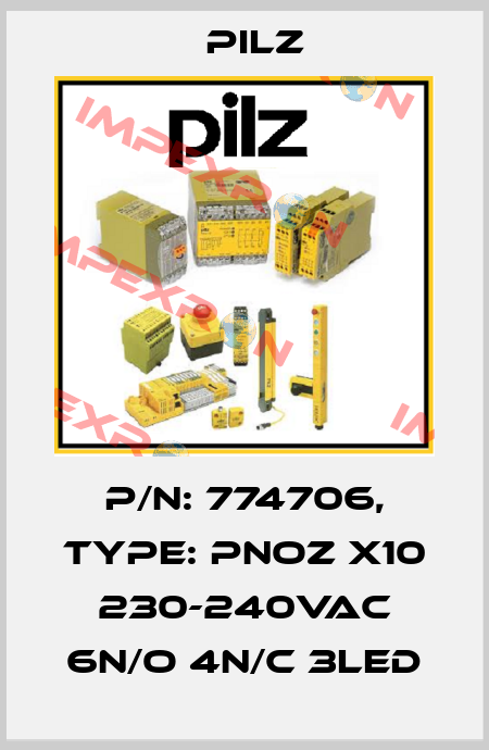 p/n: 774706, Type: PNOZ X10 230-240VAC 6n/o 4n/c 3LED Pilz