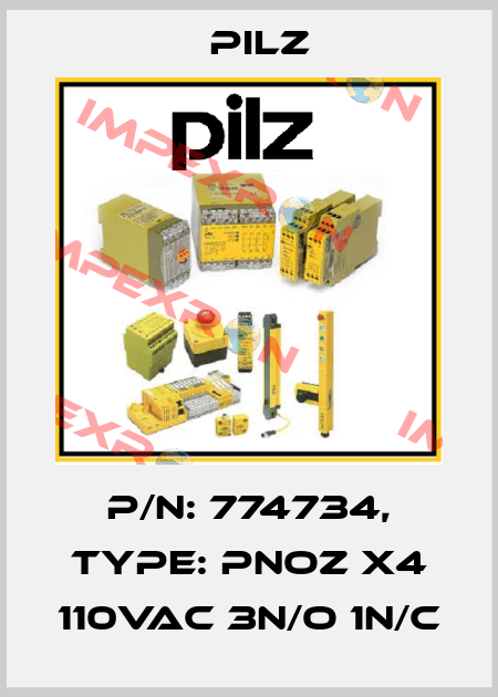 p/n: 774734, Type: PNOZ X4 110VAC 3n/o 1n/c Pilz