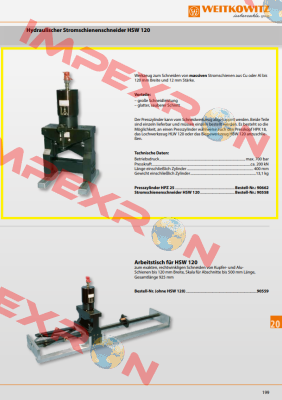 90558/Stromschienenschneider HSW 120 WEITKOWITZ