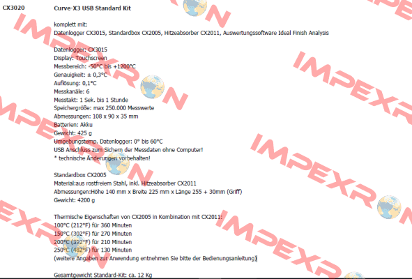 Curve-X3 USB Standard Kit ( CX3020) TQC