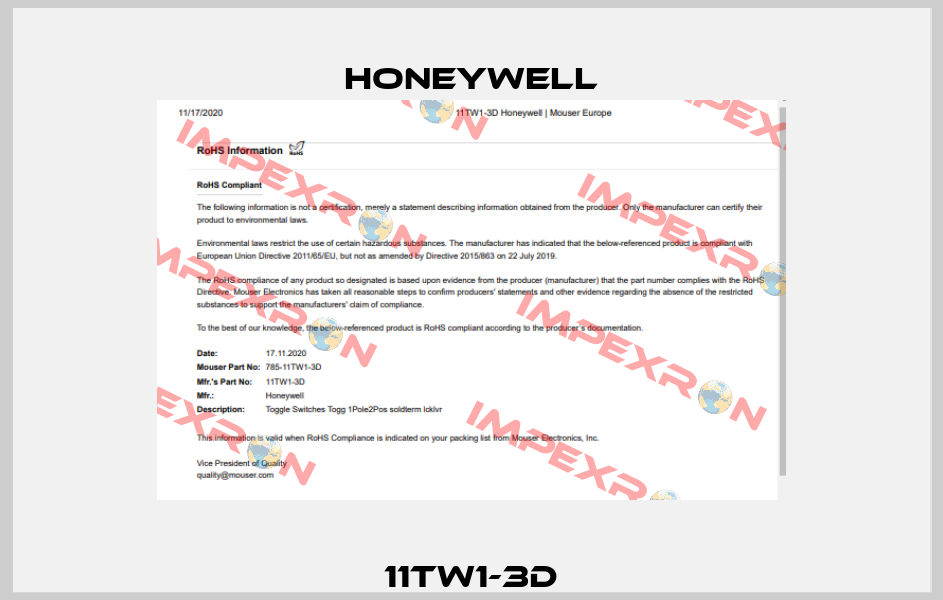 11TW1-3D Honeywell