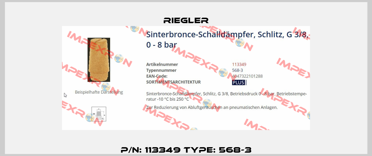 P/N: 113349 Type: 568-3 Riegler